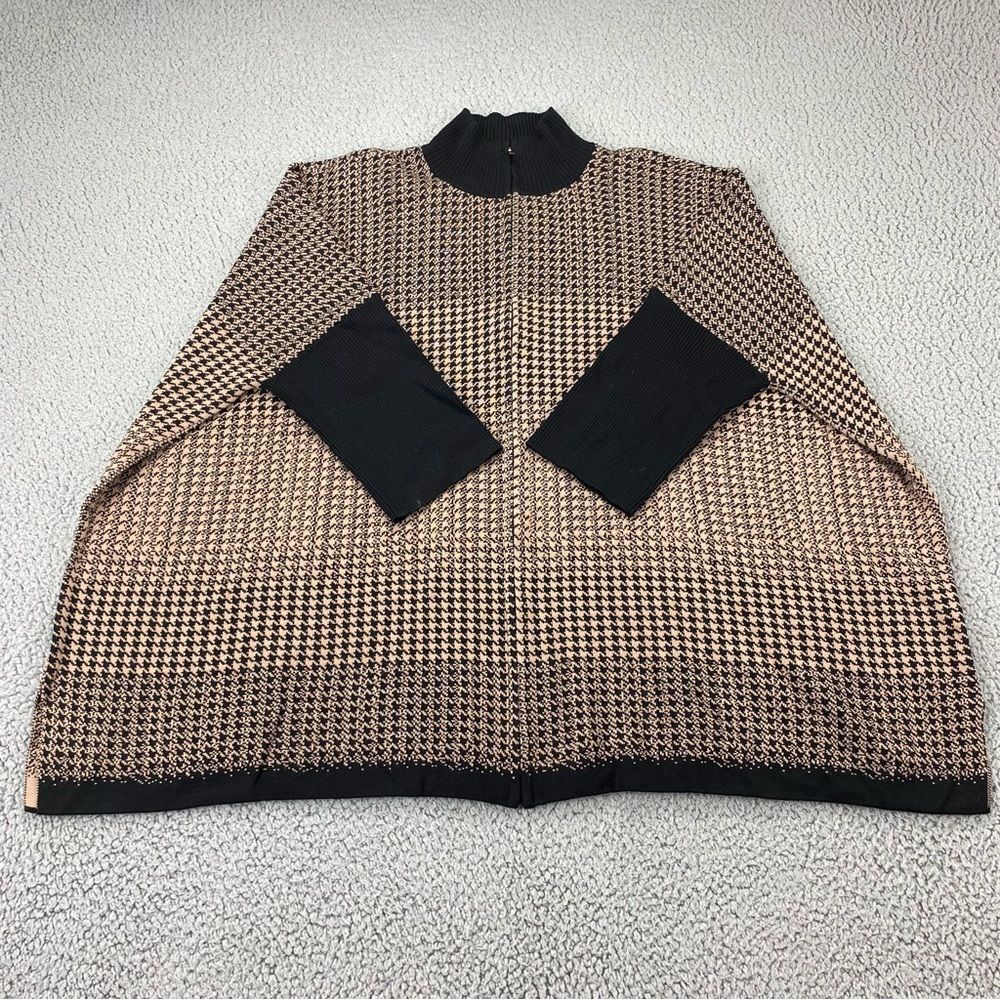 St John Houndstooth Oversized Cardigan Wool Blend Short Sleeve Sweater  Size: XL